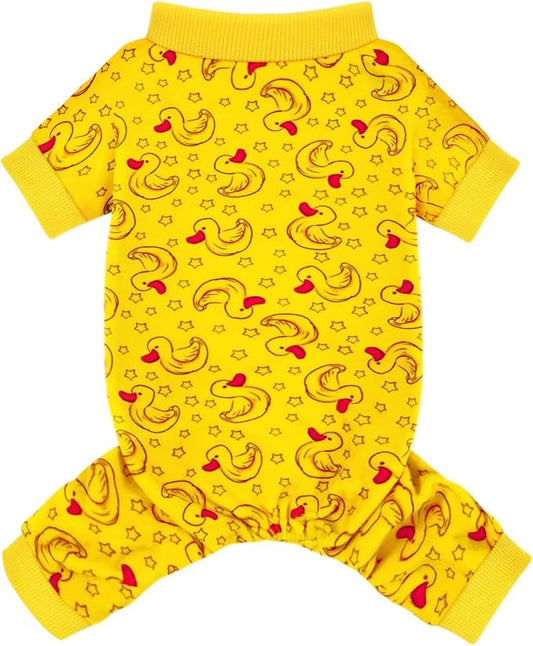 Paiaite Dog Pajamas Onesie: Comfortable Four-Legged Apparel for Small, Medium, & Large Dogs, Polyester Material for Comfort, Wrinkle Resistance, Moisture Wicking, Stretchiness Rotating Duck S