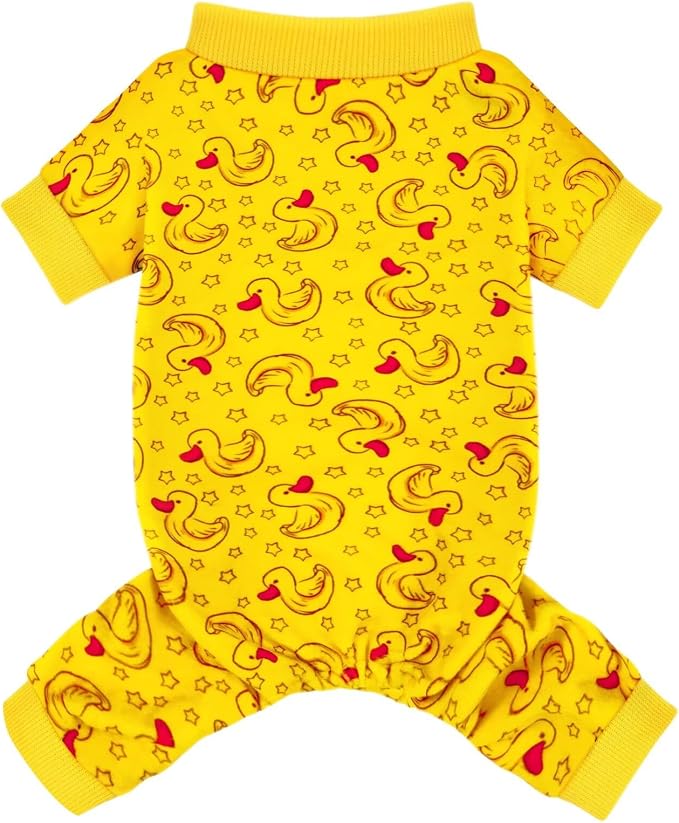 Paiaite Dog Pajamas Onesie: Comfortable Four-Legged Apparel for Small, Medium, & Large Dogs, Polyester Material for Comfort, Wrinkle Resistance, Moisture Wicking, Stretchiness Rotating Duck L