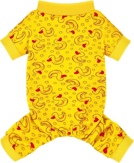 Paiaite Dog Pajamas Onesie: Comfortable Four-Legged Apparel for Small, Medium, & Large Dogs, Polyester Material for Comfort, Wrinkle Resistance, Moisture Wicking, Stretchiness Rotating Duck L
