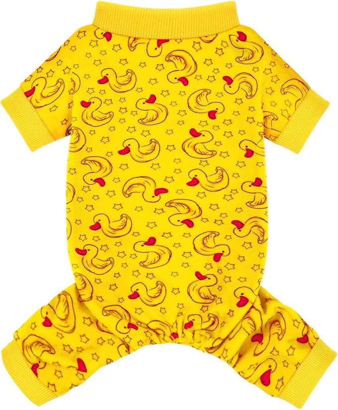 Paiaite Dog Pajamas Onesie: Comfortable Four-Legged Apparel for Small, Medium, & Large Dogs, Polyester Material for Comfort, Wrinkle Resistance, Moisture Wicking, Stretchiness Rotating Duck XL