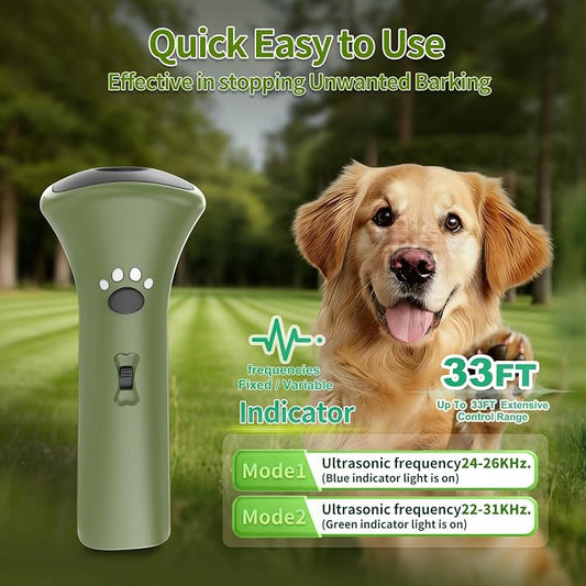 Dog Bark Deterrent Devices,Ultrasonic Anti Barking Device for Dogs, Portable Dog Training Device,Stopping Own or Neighbor's Dog Barking,Safe & Effective for Indoor & Outdoor Use(Green)