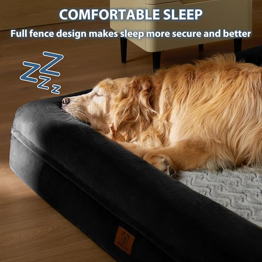 WNPETHOME XXL Extra Large Dog Bed, Washable Dog Couch with Removable Waterproof Cover, Orthopedic Large Pet Sofa Bed with Bolster Sides for Sleeping