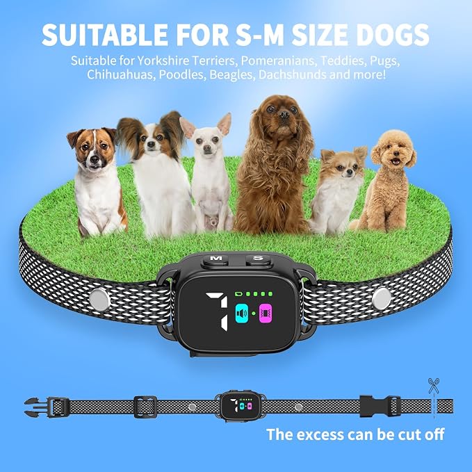 Anti-Bark Collar for Small Dogs, No Shock Anti Barking Collars with 7 Sensitivities, 3 Adjustable Modes Beep & Vibration, IP67 Waterproof - Effective & Humane, Premium Black