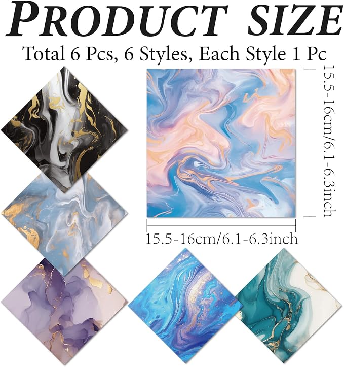 CREATCABIN 6Pcs Marbling Eyeglass Cleaning Cloth Microfiber Cleaning Cloths for Glasses Cleaner Wipes Microfiber Reusable Glass Clean for Phone Lens Laptops Screens 6x6Inch