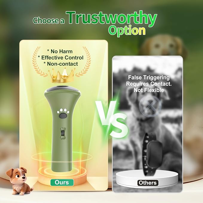 Dog Bark Deterrent Devices,Ultrasonic Anti Barking Device for Dogs, Portable Dog Training Device,Stopping Own or Neighbor's Dog Barking,Safe & Effective for Indoor & Outdoor Use(Green)