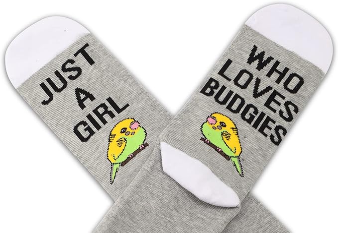 G2TUP 2 Pairs Budgie Lover Gift Just A Girl Who Loves Budgies Socks Parakeets Budgie Bird Lover Socks Budgies Mom Gift