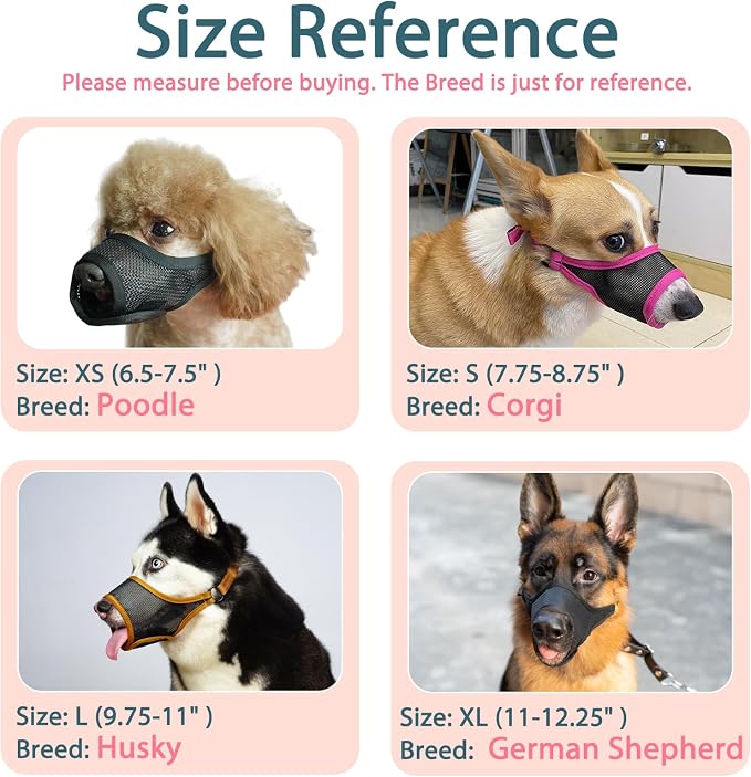 LUCKYPAW Dog Muzzle, Mesh Dog Muzzle for Large Medium Small Dogs, Soft Mouth Guard for Biting Chewing, Breathable Mouth Cover with Adjustable Strap for Training (Brown, S(Snout:7.75"-8.75"))