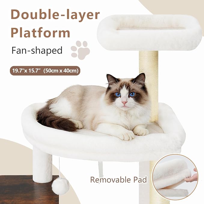 Gitelsnour Cat Tree, 70.9 Inch Wood Cat Tower for Large Cats Adult, Modern Cat Furniture with Double-Layer Wooden Cat Condo, 2 Platforms, Large Hammock and Scratching Posts, Rustic Brown GCT102SR