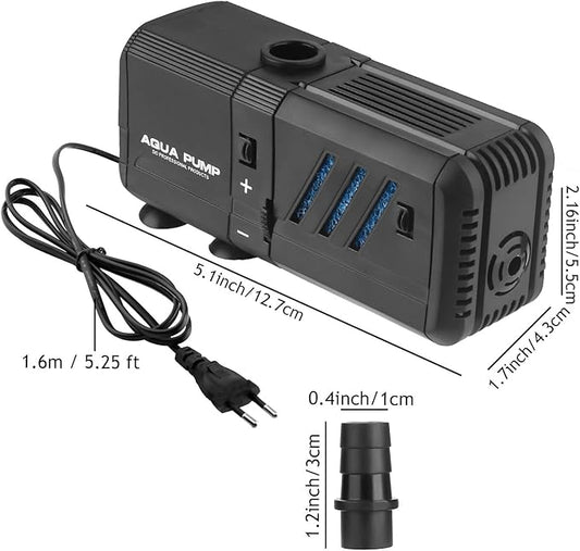 Submersible Aquarium Internal Filter 6W, Adjustable Fish Tank Filter with 132 GPH Water Pump for 1-10 Gallon Fish Tank