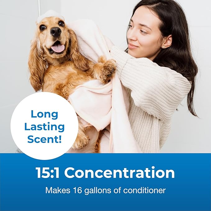PetAg Fresh ’n Clean Conditioner, Classic Fresh Scent (15:1 Concentrate) - 1 Gallon - Moisturizes with Vitamin E & Aloe Vera - Strengthens & Repairs Coats - Soap Free