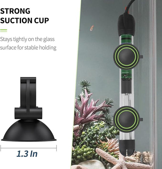Pawfly 12 Pack Aquarium Heater Suction Cups Suckers with 0.95 Inch Clips Black Standard Heating Rod Holders Clamps for Fish Tanks (Not for Airline Tubing), 1.3 Inch