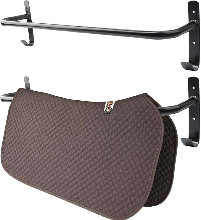 2Pcs Blanket Rack with Tack Rack,Wall Mounted Blanket Bar for Hanging Horse Blankets Pads Saddle Blankets,33.8 Inch