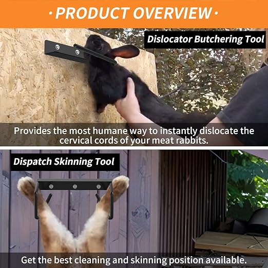 Heavy Metal Rabbit Dispatch Dislocator & Skinning Tool Set – Cervical Dislocation Tool for Humane Butchering, Ideal for Processing Rabbits, Squirrels, and Other Small Animals