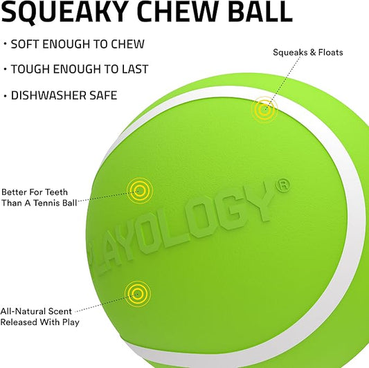Playology Dog Toys | Squeaky Chew Ball for Dogs, Value 3-Pack | Sweet Potato Scented Small Dog Balls | Bouncy Floating Chew Toys for Fetch