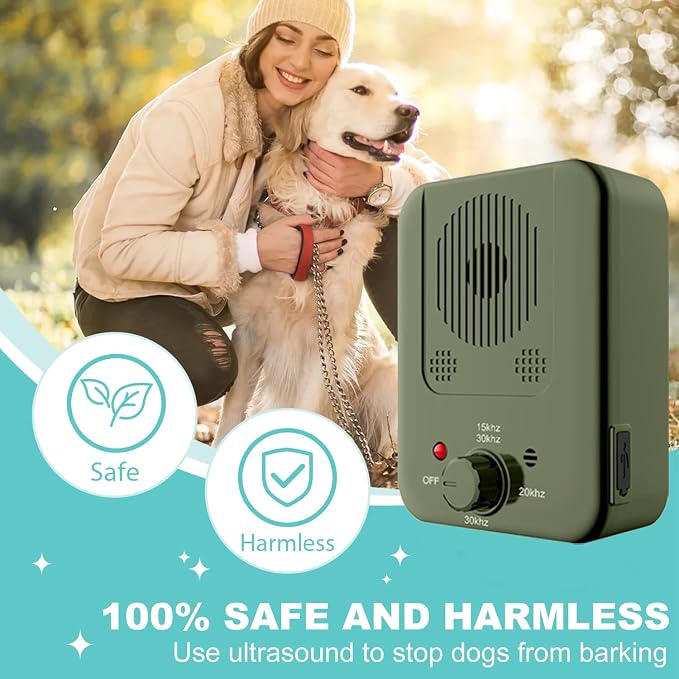 Anti Barking Device, Dog Barking Control Device for Dogs, Dog Barking Deterrent Devices, Ultrasonic Dog Barking Silencer for All Dogs Indoor Outdoor, Bark Box Stop Dog from Barking (Green)