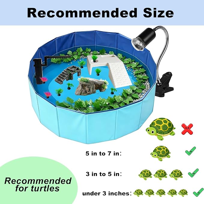 22.8 inch Large Size Turtle Tank Habitat Kit with Basking Platform, for Turtles, Crayfish, Crab, Aquatic Tortoise Enclosure Starter Aquarium, Pet Turtle Reptile Habitat