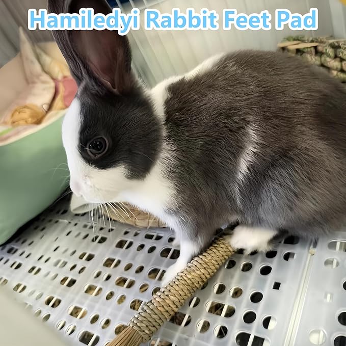 Hamiledyi 8Pieces Rabbit Feet Pad Hole Leak Water Design for Plastic Bunny Cage Mat Foot Resting Pad