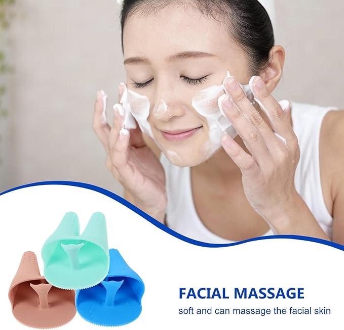 3pcs Soft Silicone Face Scrubber Set for Deep Exfoliating and Manual Facial Cleansing, Cute Rabbit Ear Design for Men and Women, Suitable for Daily Skin Care and Sensitive Skin