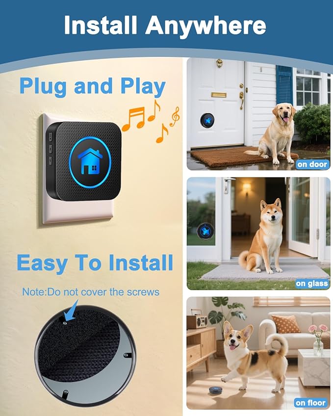 Dog Door Bell 2026 Enhanced Touch, Wireless Doggie Doorbell for Potty Training to Go Outside, IP65 Waterproof, 1000ft Range, 55 Melodies, 5 Modes & Adjustable Volume, 3 Buttons