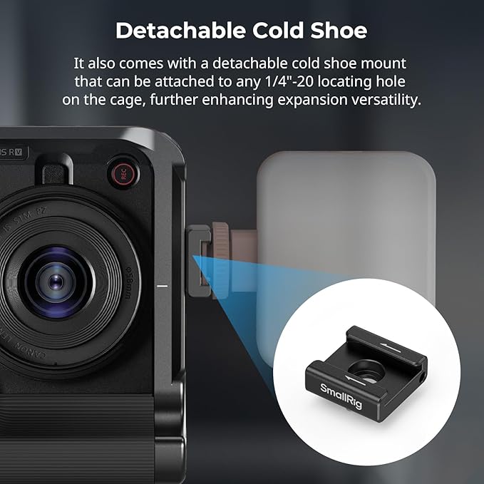 SmallRig R50 V Camera Cage for Canon R50V, Built-in Ergonomic Silicone Grip, QR Plate for Arca, 1/4"-20 Threaded Hole, 3/8"-16 Holes for ARRI, Cold Shoe, QD Sockets, Vertical Shooting(Black)-5427