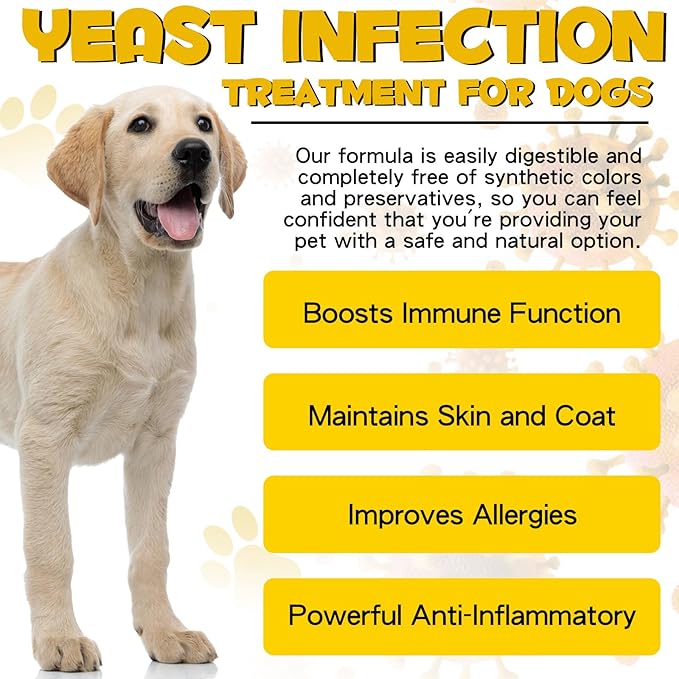 VOSIFSDIY Yeast Infection Treatment for Dogs, Natural Dog Yeast Infection Treatment Supports Itch Relief, Ear Infection, Allergy Relief, Pet Supplies Dog Herbal Supplement, Bacon Flavor