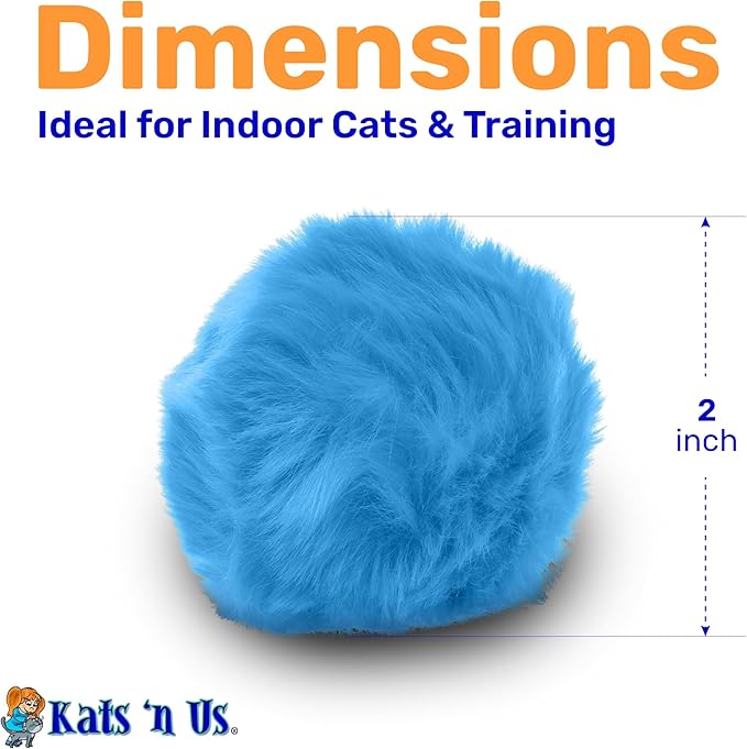 Kats'N Us 2 Inch Real Rabbit Fur Pom Pom Cat Toy Balls – 5 Pack Multicolored Soft Colorful Furry Balls, Natural Prey-Like Interactive Play, Hunting Instinct Exercise & Training Toys for Indoor Cats