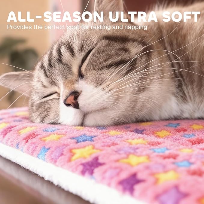 Mora Pets Dog Bed Crate Pad Ultra Soft Pet Bed with Cute Star Print Washable Crate Mat for Large Medium Small Dogs Reversible Fleece Dog Crate Kennel Mat Cat Bed Liner 23 x 18 inch Pink