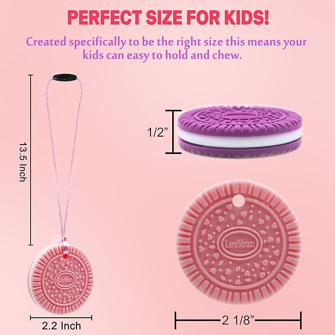 Chewy Necklaces for Sensory Kids Girls, 2 Pack Silicone Sensory Chewy Necklace for Boys with Chewing, Autism, ADHD, SPD, Oral Motor Anxiety Pendant for Adults