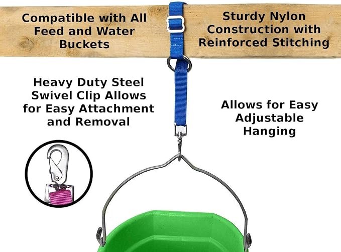 Derby Originals Heavy Duty Adjustable 30” Nylon Hanging Bucket Straps for Water and Feed Buckets - Available in 16 Colors and Patterns (Grey Floral)