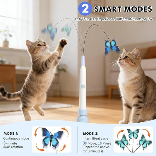 Wortade Interactive Cat Toys for Indoor Cats, Automatic Butterfly Cat Toy USB Rechargeable, Electric Cat Teaser Toy for Bored Indoor, Flying Bird Feather Wand Toy Kitten Toys Multi Cat Households