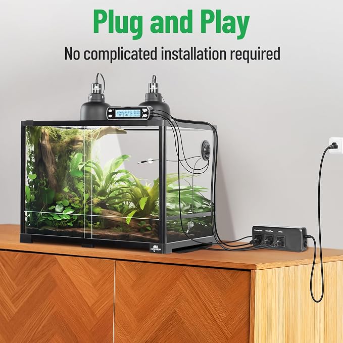 Smart Thermostat with Heating Timing Outlets, PID Dimming Thermostat for Day Night Temperature Controller, 3-Channel Digital Timer for Reptile Mushroom Greenhouse Heat UVB Lamp