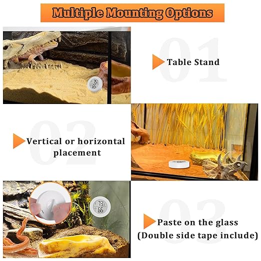 Reptile Tank Accessories, 2 Pack Bearded Dragon Tank Thermometer Humidity Gauge for Leopard Gecko, Jumping Spider, Snake, Gecko, Ball Python, Lizard