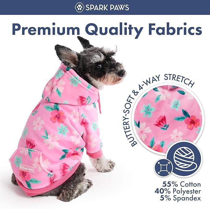 Spark Paws Dog Hoodie – Premium Dog Sweater for Small, Medium, and Large Dogs | Warm Outfits for French Bulldogs, Pitbull, Puppy, Winter Jacket Alternative - Blossom - 3XL