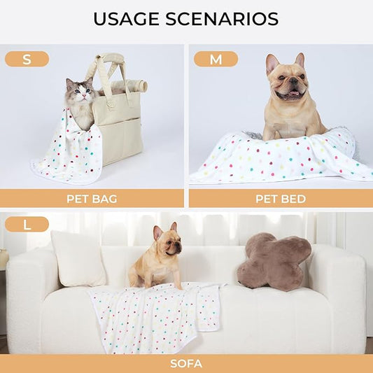 Luciphia 1 Pack 3 Blankets Super Soft Cute Dot Pattern Pet Blanket Flannel Throw for Dog Puppy Cat Large(41x31), Brown