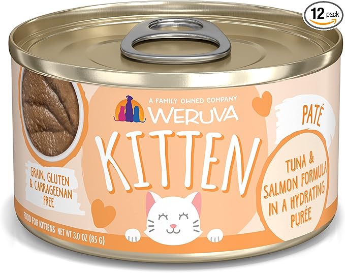 Weruva Kitten, Tuna & Salmon Formula in a Hydrating Purée 3oz Can (Pack of 12)