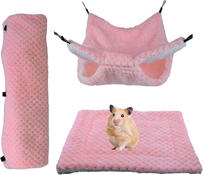 Plush Ferret Bed - Cave Tunnel Hammock Mat, Warm Small Animal Sleeping Nest | for Hamster Sugar Glider Ferret Resting Hiding Playing Climbing Indoor Winter