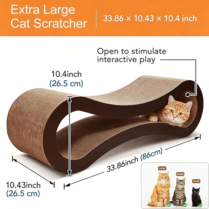 FluffyDream Cat Scratcher Cardboard, Scratching Pad House Bed Furniture Protector, Infinity Shape, Curved