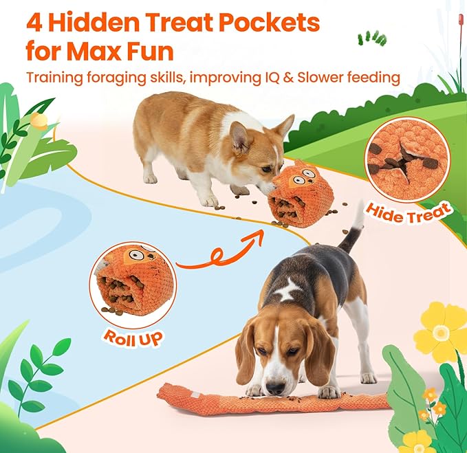 HGB Large Squeaky Dog Puzzle Toy for Boredom & Teething, Tough Interactive Dog Chew Toys for Snuffle Foraging & Treat Dispensing IQ Training, Ideal for Large Medium Small Dogs to Keep Them Busy