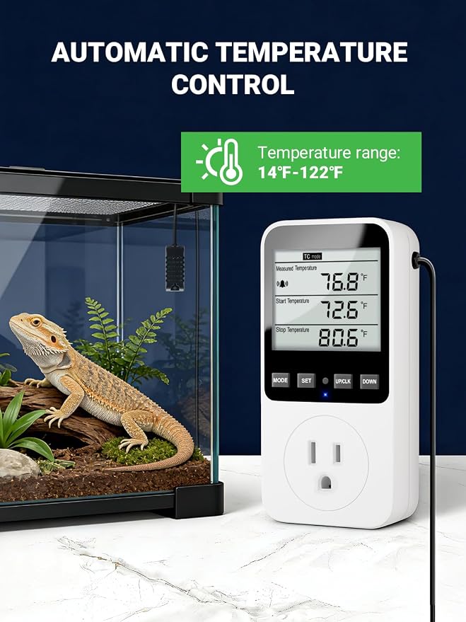 Temperature and Humidity Controller Plug in, Thermostat Controlled Outlet for Humidifier | Temperature Humidity Alarms | Digital Humidistat Controller Switch for Mushroom, Greenhouse, Reptile