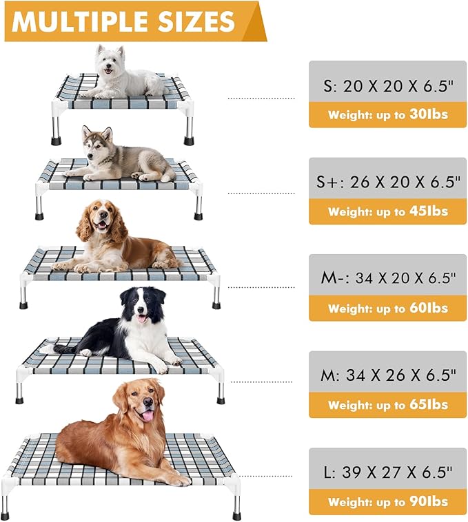 Caghash Elevated Outdoor Raised Dog Bed Outdoor Dogs Bed Lifted Pet Bed Dog Cot for Medium Pet Taste Life, Start with A Pet Bed 34'' x 20'' x 6.5''