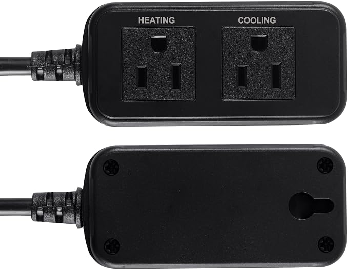 Digital Temperature Controller 2-Stage Outlet Thermostat | Heating and Cooling Mode, Carboy Homebrew Fermenter, Greenhouse Terrarium, 110V 10A, S10B-B
