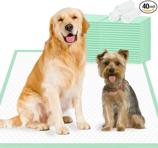 Dog Pee Pads Extra Large 30" × 36" - 40 Count, XXL Urine Underpads｜Unscented Green Pet Pee Pads, Super Absorbent & Leak-Proof Potty Pads for Doggies