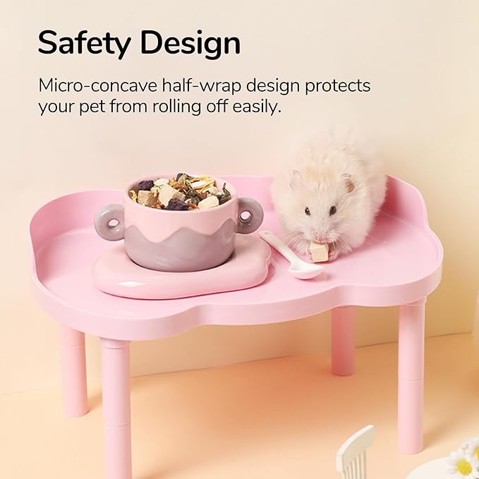 Hamster Play Color Plastic Platform Waterproof for Exercise Wheel Food Bowl Water Bottle and Other Cage Accessories (Cream White, 6.3" Height)