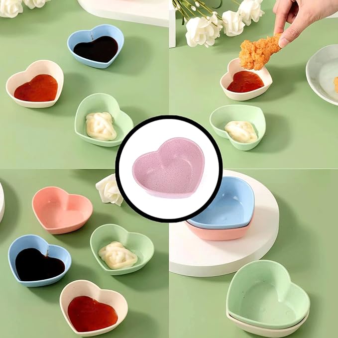 6PCS Hamster Food Dishes, Plastic Heart Shaped Food Bowl for Pet, Cute Water Dish for Rabbit Hedgehog Gerbil Rat Rodent Small Animals