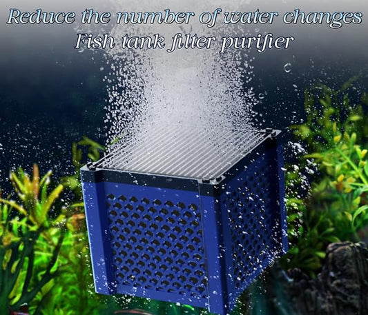 Ecological Aquarium Water Purifier, a new Type of Fish Tank Filter Cube, Suitable for Aquariums, Ponds, and Horse troughs Filters (Blue) (1)
