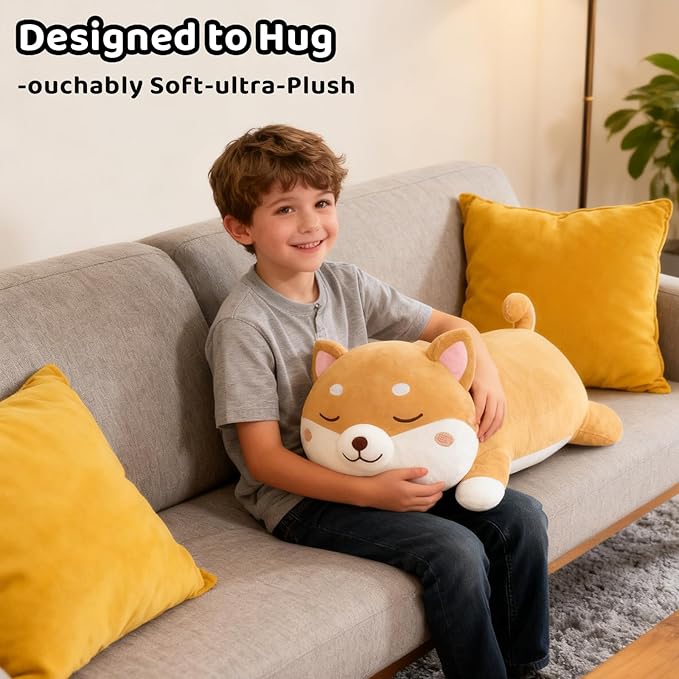 Finebee Weighted Shiba Inu Stuffed Animals, Cute Weighted Dog Plush, Soft Stuffed Weighted Shiba Inu Plushie Gifts for Kids & Adults (13.8" 1.6Lbs)