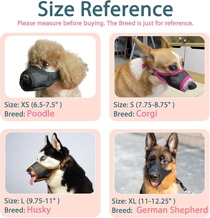 LUCKYPAW Dog Muzzle, Mesh Muzzle for Large Medium Small Dogs, Soft Mouth Guard for Biting Chewing, Breathable Mouth Guard with Adjustable Strap for Training(Brown, S(Snout:7.75"-8.75"))