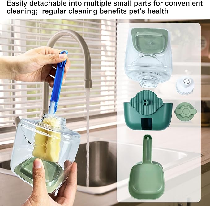 35oz Rabbit Water Bottle, Pet Hanging Automatic Water Dispenser for Small Animal Ferret Guinea Pig Chinchilla Dog Cat (Cage Grid Spacing 1.2''-2.1'') (Blue-Pink)