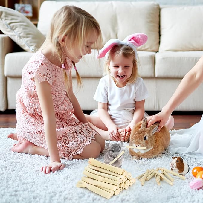 900g Sweet Bamboo Chew Sticks for Rabbits, Chinchilla Rabbit Guinea Pig Chews Sticks Toys, Natural Bunny Chews for Rabbit Molar Treats Hamster Snacks for Teeth Small Animals