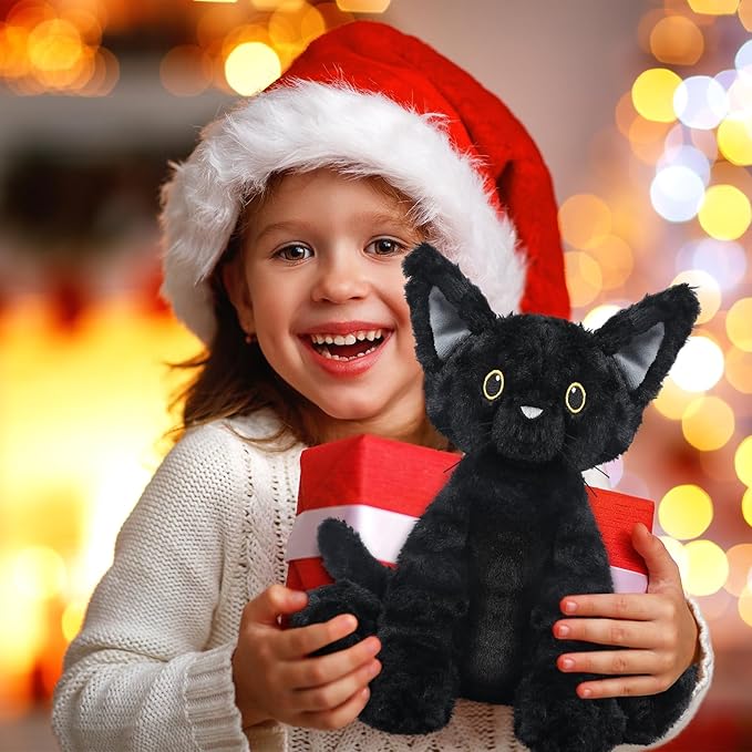 SuzziPals Coolable & Heatable Cat Stuffed Animals, Microwavable Heating Pad for Period Discomfort, Lavender Scent Cat Plush, Black Cat Plush Gift for Kids & Aldults